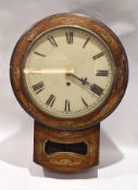 Oak cased, probably American, wall clock, the circular face with Roman chapter ring, 59cm high