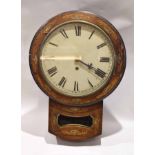 Oak cased, probably American, wall clock, the circular face with Roman chapter ring, 59cm high