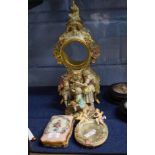 Group of Continental porcelain including a mirror, box and cover, 19th century Meissen figure