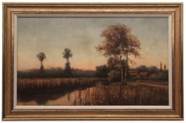 Percy Lionel (19TH/20TH century), Broads scene at sunset , oil on canvas, signed and dated 94