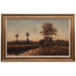 Percy Lionel (19TH/20TH century), Broads scene at sunset , oil on canvas, signed and dated 94