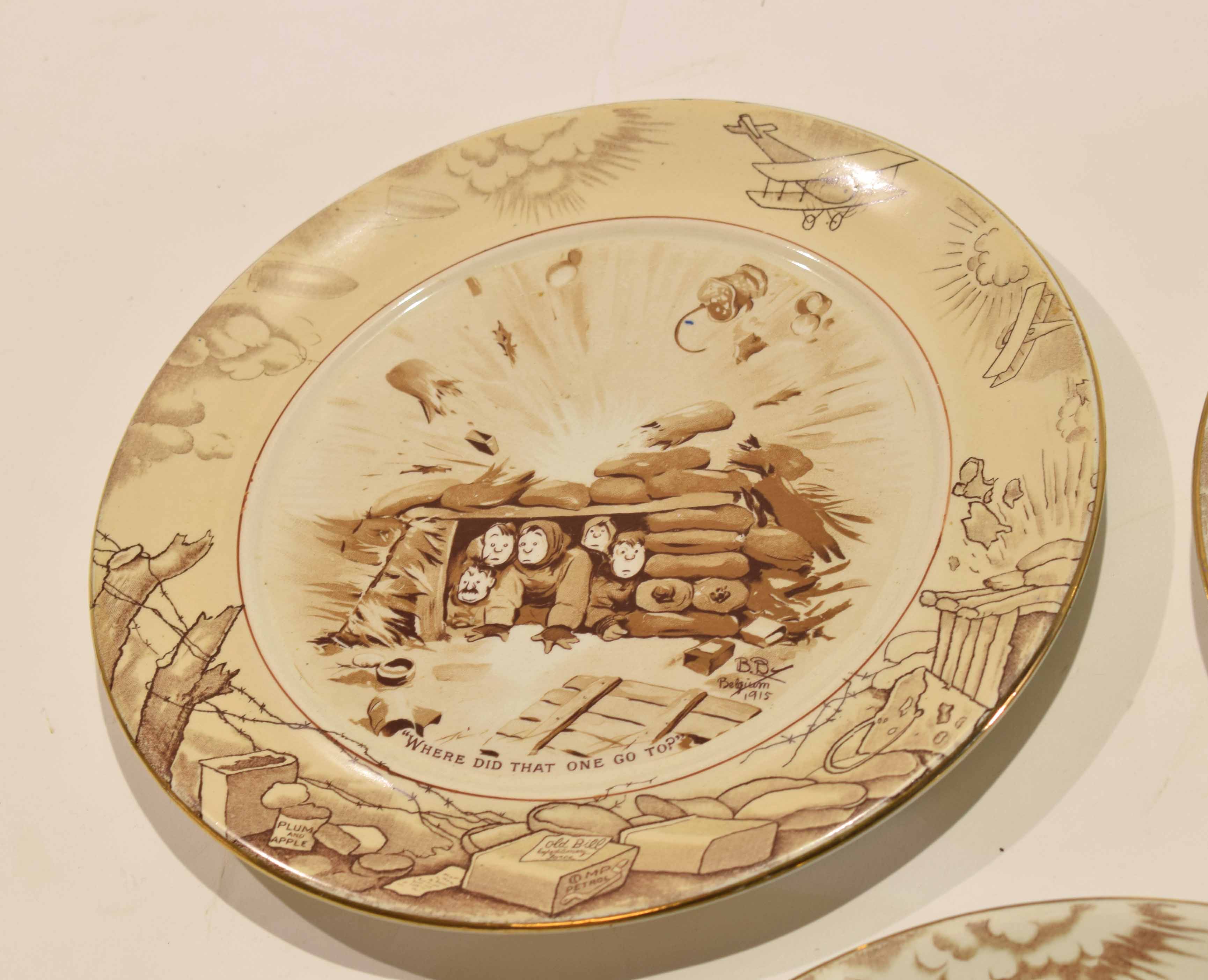 Group of three Grimwades Pottery plates all decorated with WWI designs after Bruce Bairnsfather (3) - Image 4 of 4