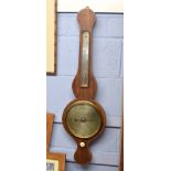 19th century mahogany wheel barometer with silvered dial and vernier, F Moulton, St Lawrence