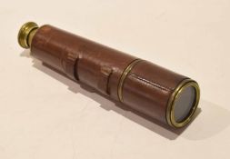 Vintage leather mounted two-draw brass telescope, 26cm long