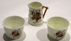 Group of three Royal Worcester pieces all decorated with fruit with green factory mark to base (3)