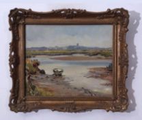 AR Wilfred Stanley Pettitt (1904-1978), "Cley Creek, Norfolk", oil on panel, 22 x 27cm.