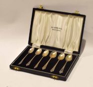 Cased set of six hallmarked silver egg or coffee spoons in case