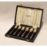 Cased set of six hallmarked silver egg or coffee spoons in case