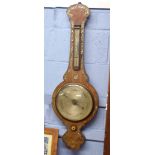 19th century rosewood wheel barometer with silvered dial and vernier, 100cm high
