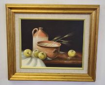 AR Keith W Hastings (born 1948), "Still Life with earthenware", oil on board, signed lower right, 19