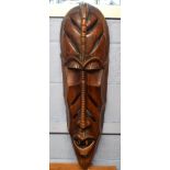 African carved wooden ceremonial mask, 84cm long