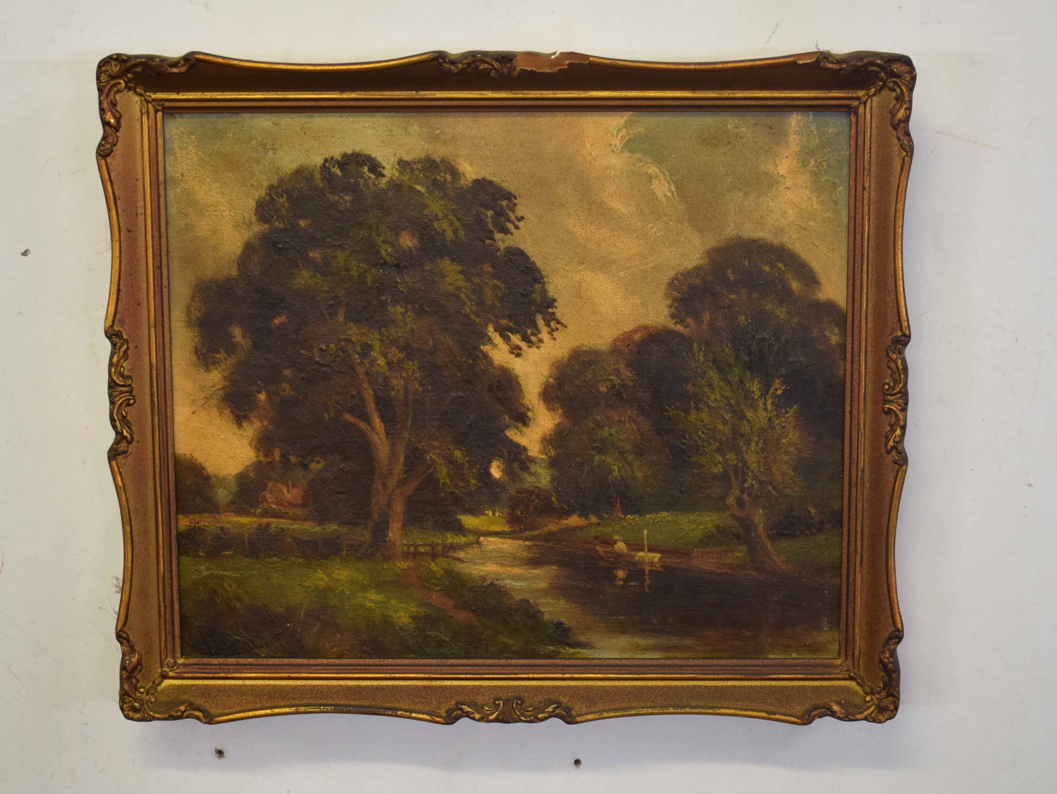 Robert Mallett (1867-1950) River scenes, pair of oils on canvas, both signed, 24 x 29cm (2)