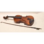 Chantry violin, model no 2471, together with bow, 59cm long