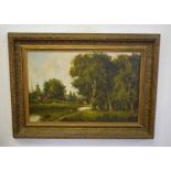 Robert Mallett (1867-1950), River landscape, oil on canvas, 28 x 43cm