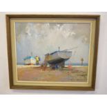 Brian O'Hanlon (20th century), "Aldeburgh Beach", oil on board, signed lower right, 39 x 46cm.