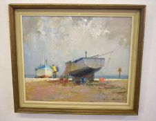 Brian O'Hanlon (20th century), "Aldeburgh Beach", oil on board, signed lower right, 39 x 46cm.