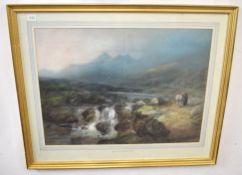 Alfred George Stannard (1828-1885), Welsh scene with Snowdon in background, pastel, 50 x 68cm.