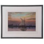 AR Charles Hannaford Junior, RBA (1887-1972), Broads scene at Dusk, watercolour, signed lower