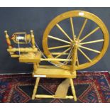 Vintage pine spinning wheel retailed by Frank Herring & Sons, 27 High West St, Dorchester, 95cm