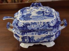 Spode Italian pattern large tureen and cover with serving ladle