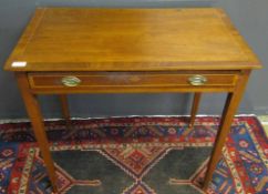 19th century mahogany side table with cross banded and boxwood strung top over similar full width
