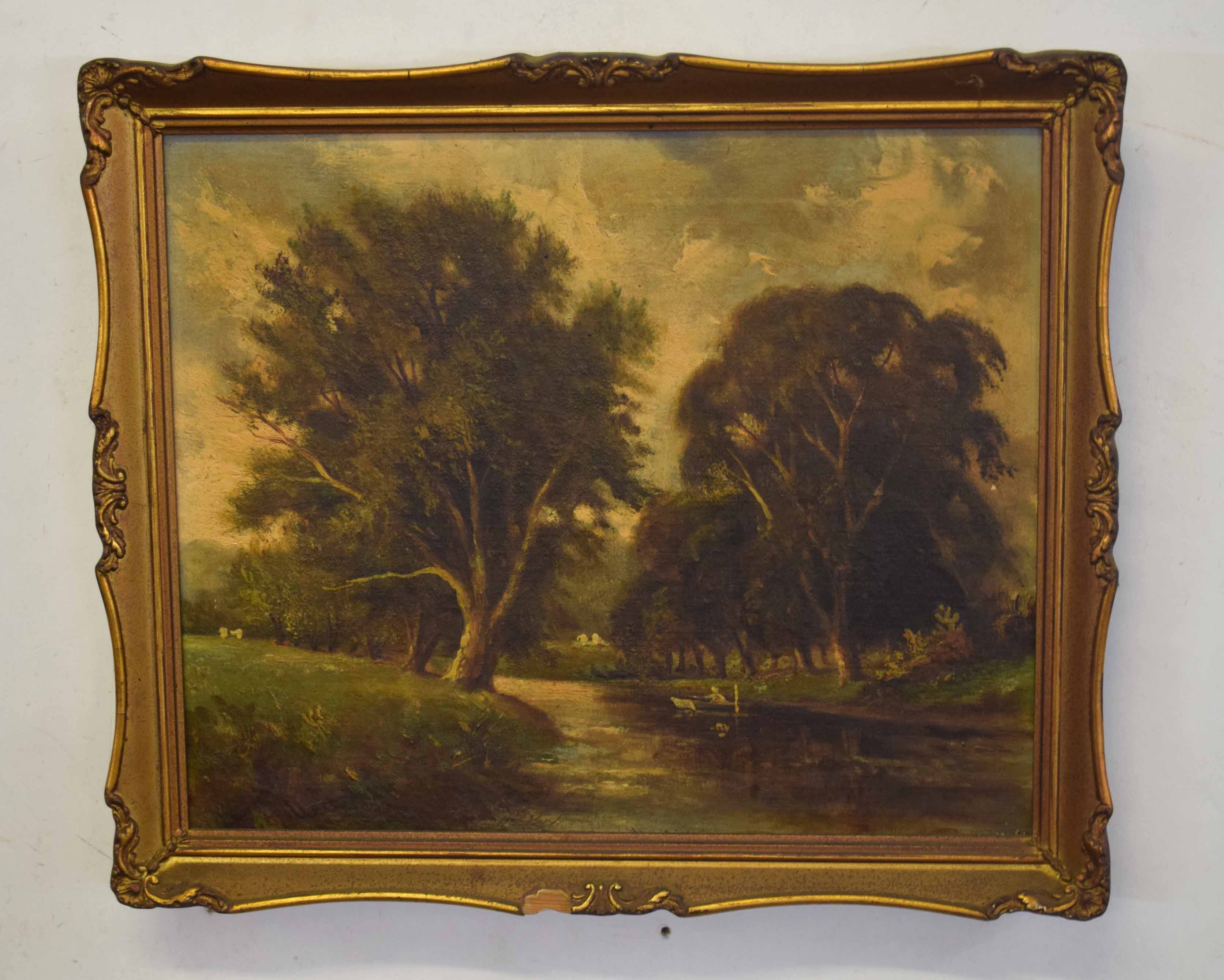 Robert Mallett (1867-1950) River scenes, pair of oils on canvas, both signed, 24 x 29cm (2) - Image 2 of 2