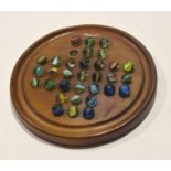 Vintage Solitaire game, with various marbles, 22cm diam