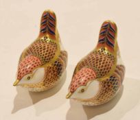 Pair of Royal Crown Derby paperweights modelled as birds