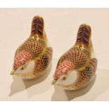 Pair of Royal Crown Derby paperweights modelled as birds