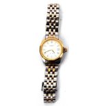 Late 20th century ladies stainless steel and gilt metal cased wrist watch with quartz calendar