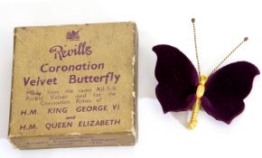 Reville Coronation velvet butterfly made from the same all silk purple velvet used for the
