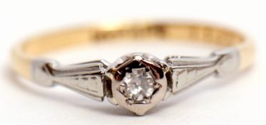 Antique single stone diamond ring, the brilliant cut diamond 0.10ct approx, bezel set and raised