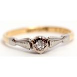 Antique single stone diamond ring, the brilliant cut diamond 0.10ct approx, bezel set and raised