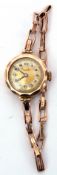 Ladies vintage hallmarked 9ct gold cased wrist watch by Everite, having blued steel hands to an