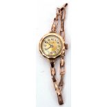 Ladies vintage hallmarked 9ct gold cased wrist watch by Everite, having blued steel hands to an