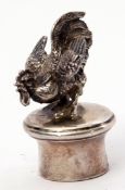 Elizabeth II import hallmarked silver bottle top featuring a cast finial of a cockerel, marked for