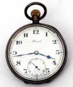 First quarter of 20th century import hallmarked silver cased pocket watch by Record, button wind,