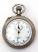 First quarter of 20th century Swiss made nickel cased stop watch of typical form with button wind,