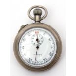 First quarter of 20th century Swiss made nickel cased stop watch of typical form with button wind,