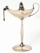 Unusual early 20th century Continental white metal table lighter with Aladdin's lamp shaped top to a