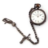 First quarter of 20th century Continental cased white metal fob watch with blue steel hands to a