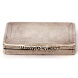 Victorian large rectangular snuff box with rounded and concave edges, worn engine turned