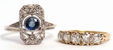 Mixed Lot: antique five-stone diamond ring, approx 1ct, stamped 18, size I/J, together with an Art