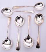 Set of six George V soup spoons in Old English pattern, Sheffield 1926 by Cooper Bros & Sons Ltd,