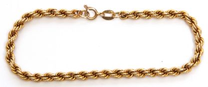 Modern rope twist bracelet, stamped 375, weight 4.7gms