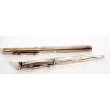 Mixed Lot: a "yard-o-lead" Viceroy sterling silver fountain pen, featuring a curved clip, engraved