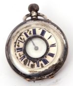 Last quarter of 19th/first quarter of 20th century Continental white metal cased fob watch of half