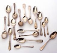 Mixed Lot: collection of 16 assorted Georgian and later tea and coffee spoons, together with a white