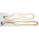 Mixed Lot: antique double row seed pearl necklace to a seed pearl and yellow metal box clasp,