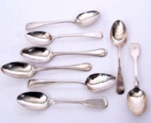 Mixed Lot: flatware comprising a pair of Victorian dessert spoons, London 1838, together with six